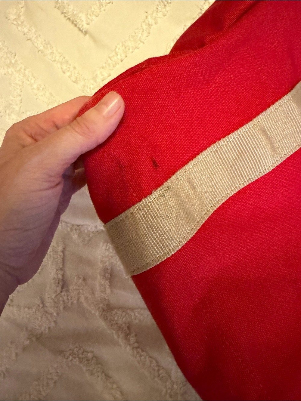 Dooney & Bourke Red Canvas Tote with Tan Straps - Picture 4 of 5